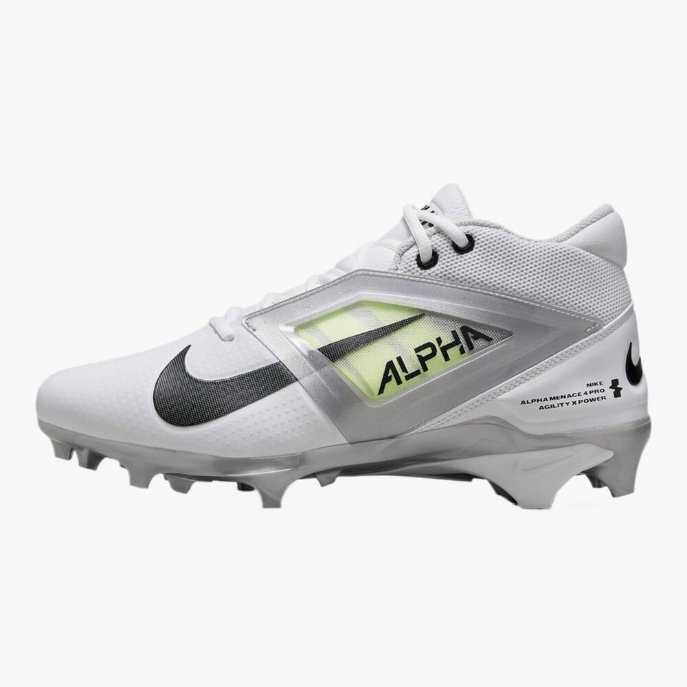 Nike Alpha Menace 4 Pro Men's Football Cleats White/Photon FD7037-100 Sz 9.5